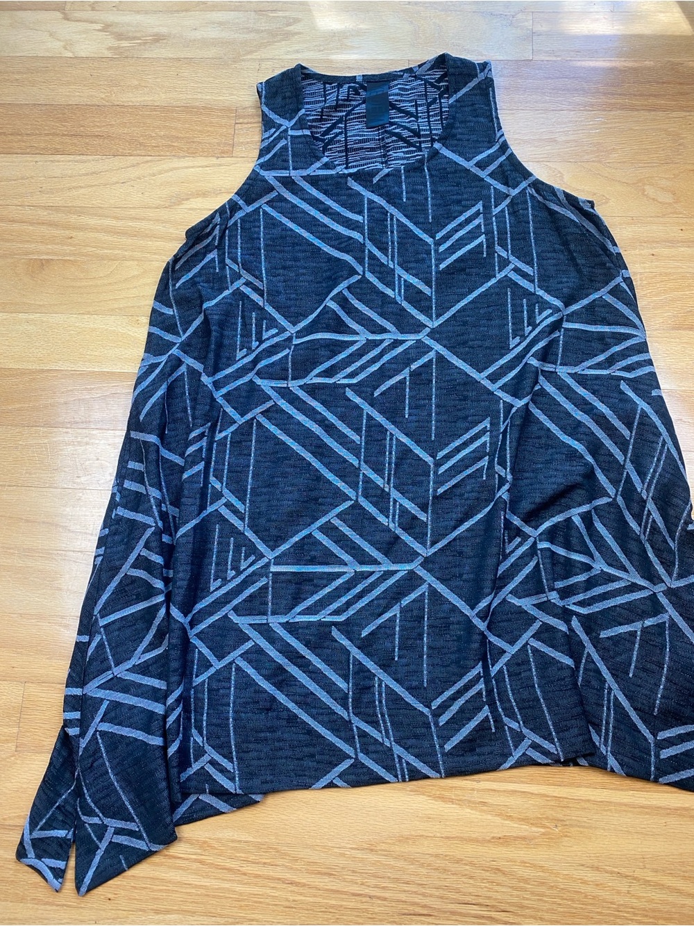 Kedem Sasson Sleeveless Trapeze Tunic Dress, Black White, Size 2 (16-18)